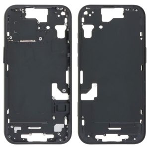 IPhone 15 Middle Frame Bezel Plate with Side Keys + Card Tray, Version: CE EU Version (Black)