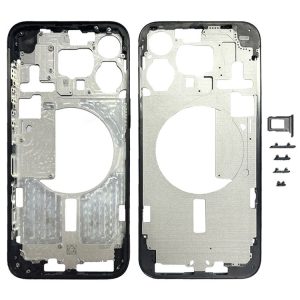 IPhone 15 Pro Max Middle Frame Bezel Plate with Side Keys + Card Tray, Version: China Version (Black)
