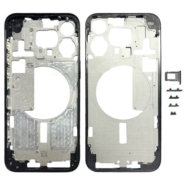IPhone 15 Pro Max Middle Frame Bezel Plate with Side Keys + Card Tray, Version: China Version (Black)