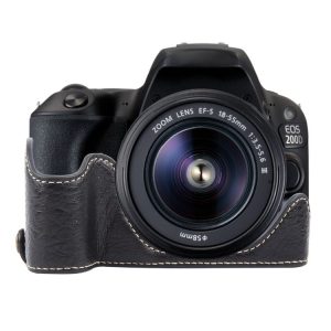 Canon EOS 200D II / 200D Buffalo Texture PU Leather Camera Half Case Base (Black)