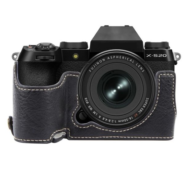 FUJIFILM X-S20 Buffalo Texture PU Leather Camera Half Case Base (Black)