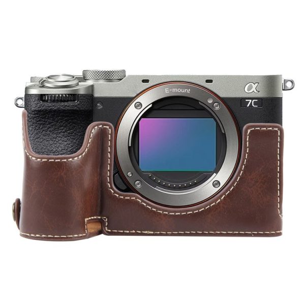 Sony ILCE-7CM2 / Alpha 7C II Glossy PU Leather Camera Half Case Base (Coffee)
