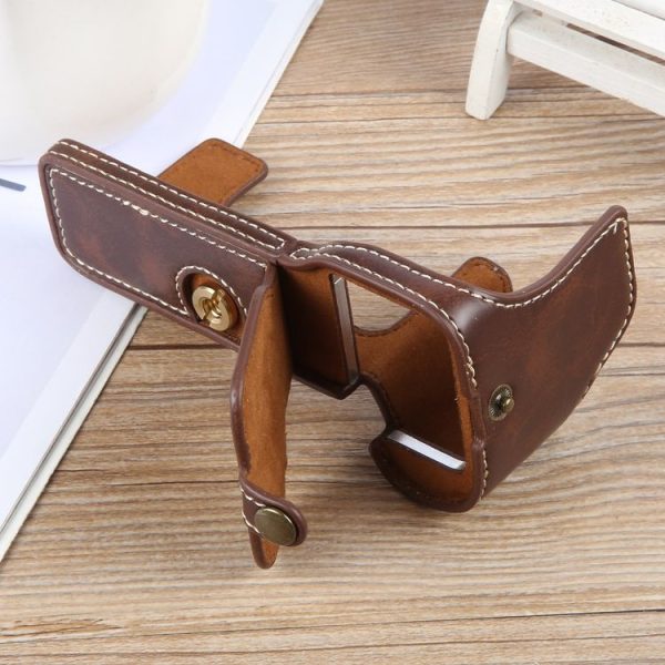 Sony ILCE-7CM2 / Alpha 7C II Glossy PU Leather Camera Half Case Base (Coffee) - Image 5