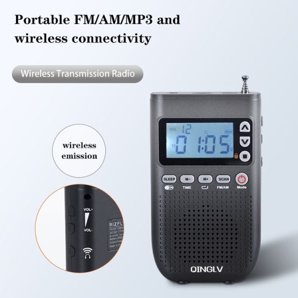 QINGLV QL-518 Portable Bluetooth Transmitter Radio Support FM / AM / MP3 (Black) - Image 2