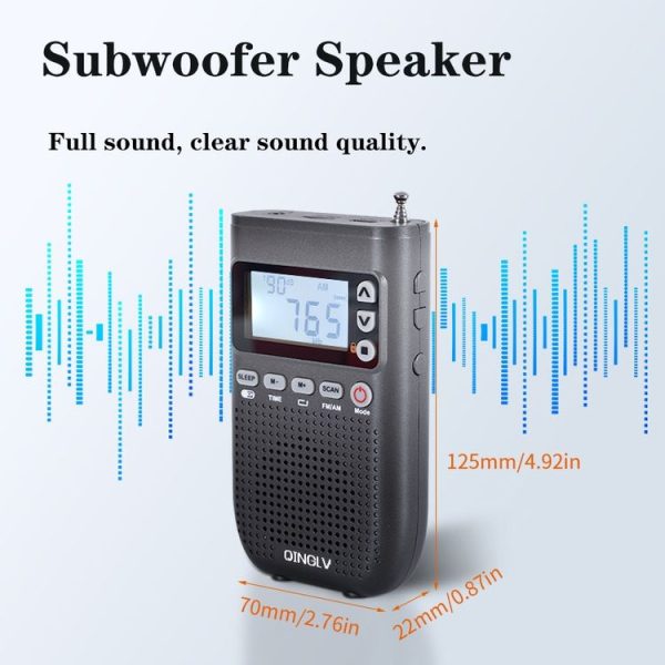 QINGLV QL-518 Portable Bluetooth Transmitter Radio Support FM / AM / MP3 (Black) - Image 3