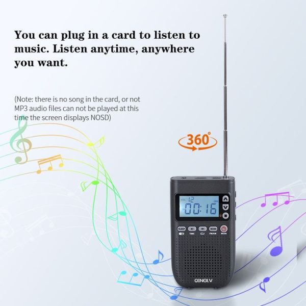 QINGLV QL-518 Portable Bluetooth Transmitter Radio Support FM / AM / MP3 (Black) - Image 5