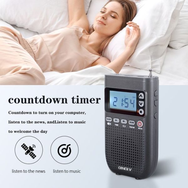 QINGLV QL-518 Portable Bluetooth Transmitter Radio Support FM / AM / MP3 (Black) - Image 6