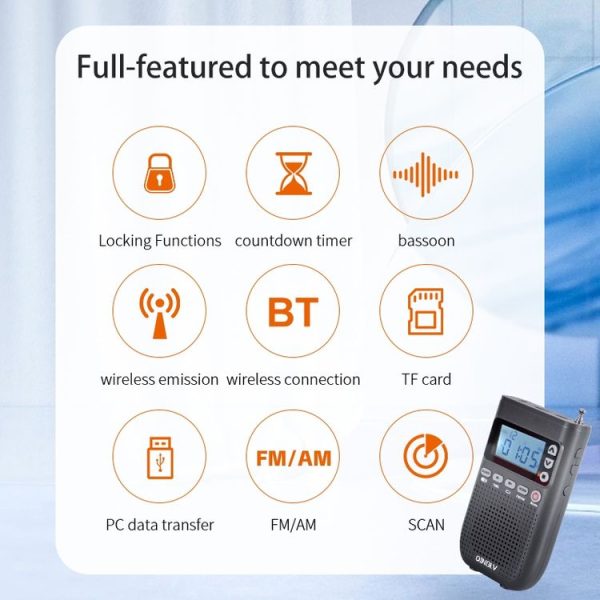 QINGLV QL-518 Portable Bluetooth Transmitter Radio Support FM / AM / MP3 (Black) - Image 9