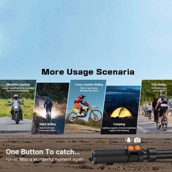 C3 Pro 2 inch IPS Color Screen IPX5 Waterproof Video Recording Lighting Cycling Camera (Black) - Image 4