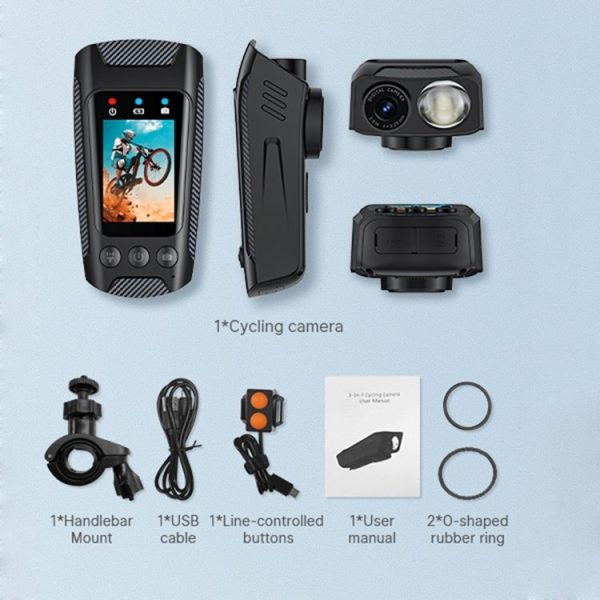 C3 Pro 2 inch IPS Color Screen IPX5 Waterproof Video Recording Lighting Cycling Camera (Black) - Image 6