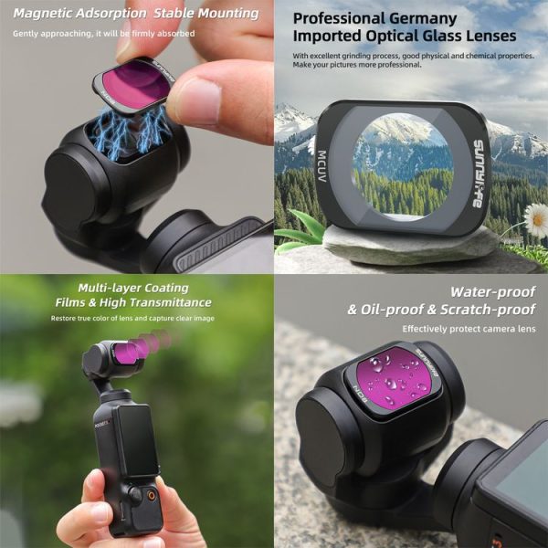 DJI Osmo Pocket 3 Sunnylife Camera Lens Magnetic Metal Filter, No Impact On Gimbal Reset, Filter: MCUV - Image 5