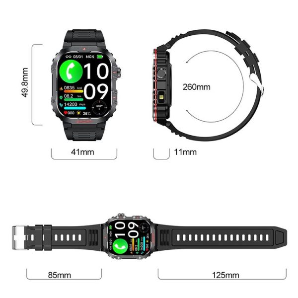G45 2.01 inch Screen Silicone Strap 10m Waterproof Smart Watch, Support Flashlight / Bluetooth Call / HRV (Black) - Image 4