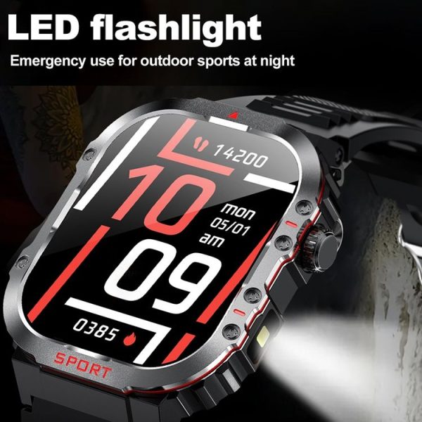 G45 2.01 inch Screen Silicone Strap 10m Waterproof Smart Watch, Support Flashlight / Bluetooth Call / HRV (Black) - Image 5