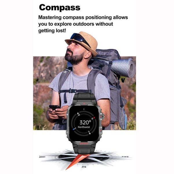 G45 2.01 inch Screen Silicone Strap 10m Waterproof Smart Watch, Support Flashlight / Bluetooth Call / HRV (Black) - Image 7
