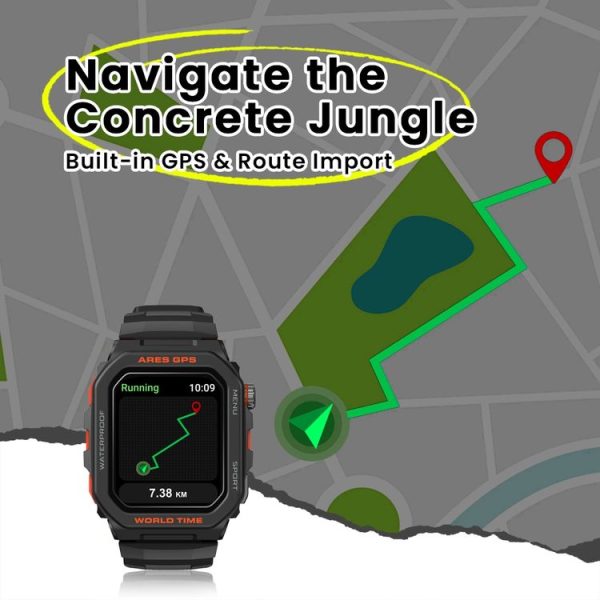 Zeblaze Ares GPS Rugged GPS Smart Watch, Support Heart Rate / Pulse Ox Blood Oxygen (Lava Black) - Image 7