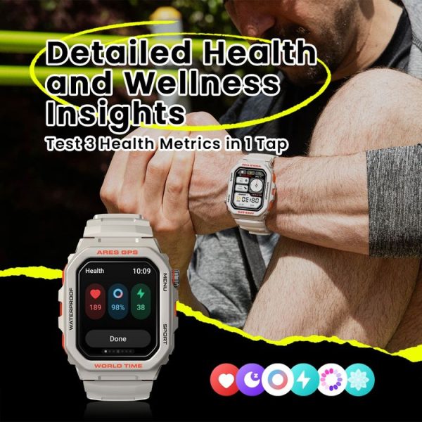 Zeblaze Ares GPS Rugged GPS Smart Watch, Support Heart Rate / Pulse Ox Blood Oxygen (Lava Black) - Image 8