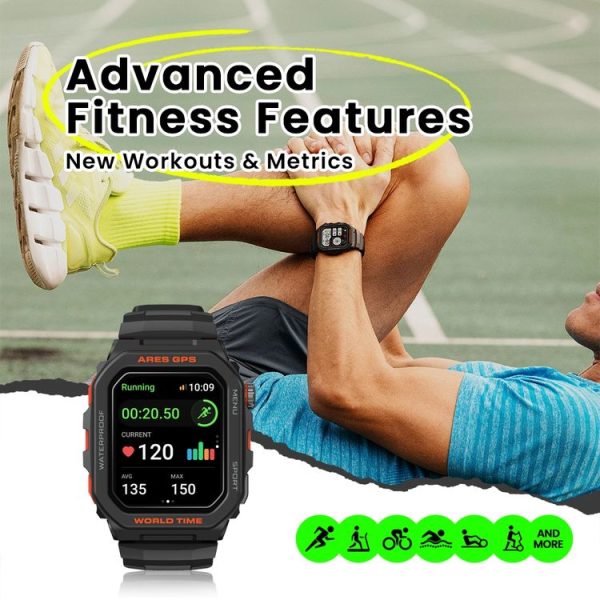 Zeblaze Ares GPS Rugged GPS Smart Watch, Support Heart Rate / Pulse Ox Blood Oxygen (Lava Black) - Image 9