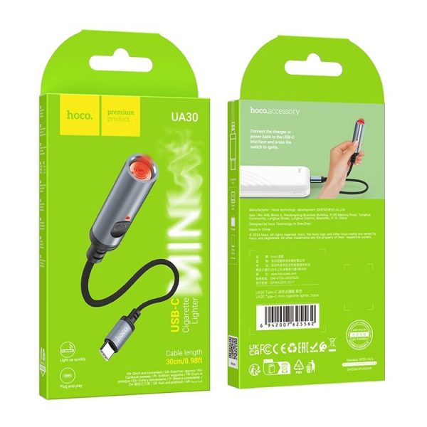 Hoco UA30 Type-C mini Cigarette Lighter (Black) - Image 7