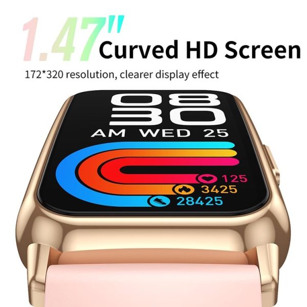 CY22 1.47 inch Steel Strap IP67 Waterproof Smart Watch, Support Heart Rate / Blood Pressure (Gold) - Image 4