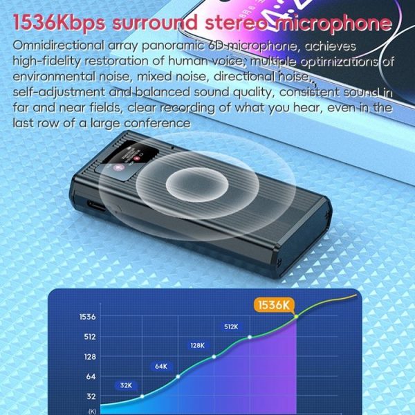 ZD42B Magnetic Sound Control Smart Noise Reduction Voice Recorder, Memory: 16GB (Black) - Image 4