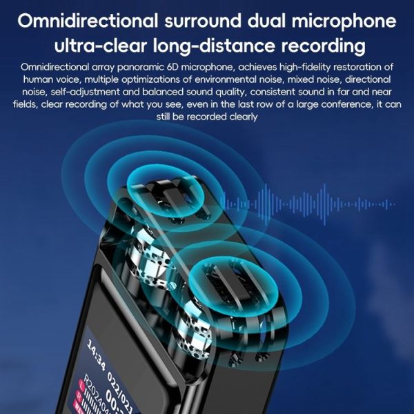 ZD43B Omnidirectional Dual Mic Smart Noise Reduction Voice Recorder, Memory: 32GB (Black) - Image 4