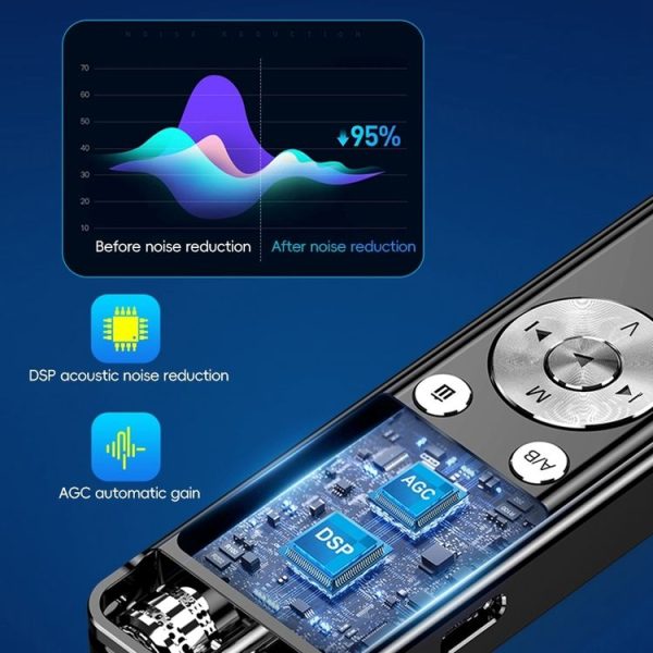ZD43B Omnidirectional Dual Mic Smart Noise Reduction Voice Recorder, Memory: 32GB (Black) - Image 5