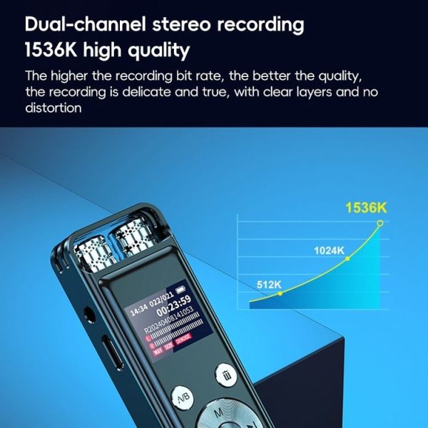 ZD43B Omnidirectional Dual Mic Smart Noise Reduction Voice Recorder, Memory: 32GB (Black) - Image 6