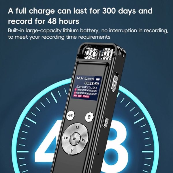 ZD43B Omnidirectional Dual Mic Smart Noise Reduction Voice Recorder, Memory: 32GB (Black) - Image 7