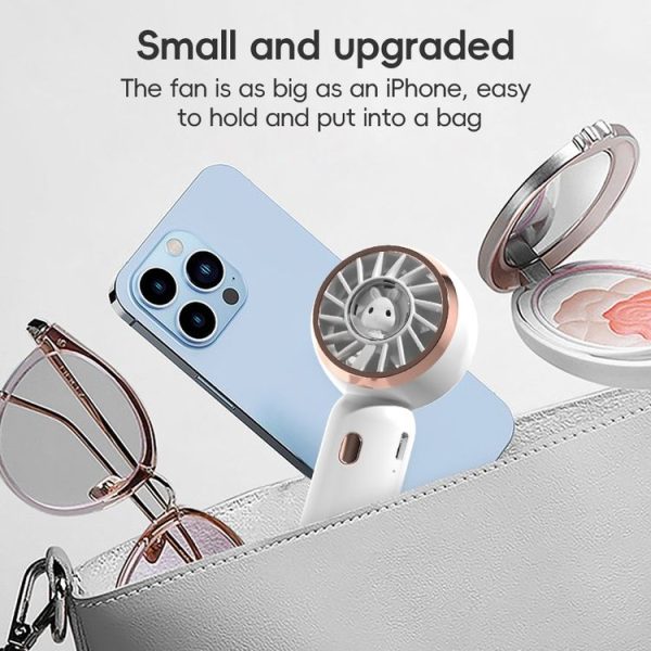 Mini Turbine Handheld Cute Rabbit Electric Fan (White) - Image 2