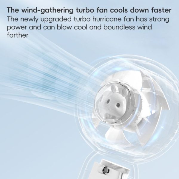 Mini Turbine Handheld Cute Rabbit Electric Fan (White) - Image 3