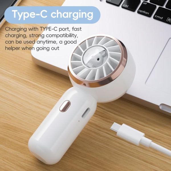 Mini Turbine Handheld Cute Rabbit Electric Fan (White) - Image 5