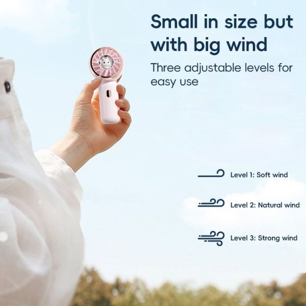 Mini Turbine Handheld Cute Rabbit Electric Fan (White) - Image 8