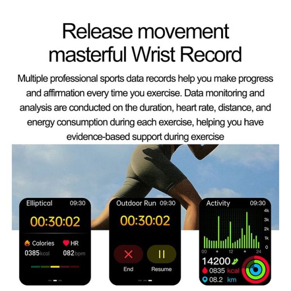 ET585 2.04 inch Steel Strap IP68 Waterproof Smart Watch, Support ECG / Blood Composition Measurement (Black) - Image 16