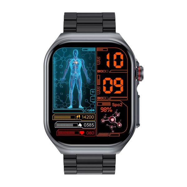 ET585 2.04 inch Steel Strap IP68 Waterproof Smart Watch, Support ECG / Blood Composition Measurement (Black) - Image 2