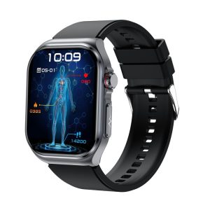 ET585 2.04 inch Silicone Strap IP68 Waterproof Smart Watch, Support ECG / Blood Composition Measurement (Black)