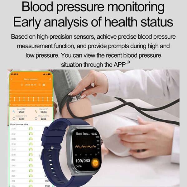 ET585 2.04 inch Silicone Strap IP68 Waterproof Smart Watch, Support ECG / Blood Composition Measurement (Black) - Image 12