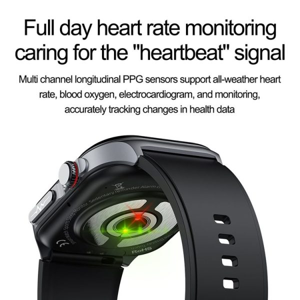 ET585 2.04 inch Silicone Strap IP68 Waterproof Smart Watch, Support ECG / Blood Composition Measurement (Black) - Image 6