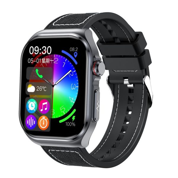 ET585 2.04 inch Nylon Strap IP68 Waterproof Smart Watch, Support ECG / Blood Composition Measurement (Black)