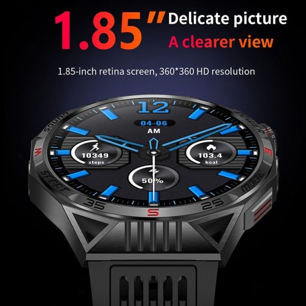 HT28 1.85 inch Silicone Strap IP68 Waterproof Smart Watch, Support Sleep Monitoring (Black) - Image 4