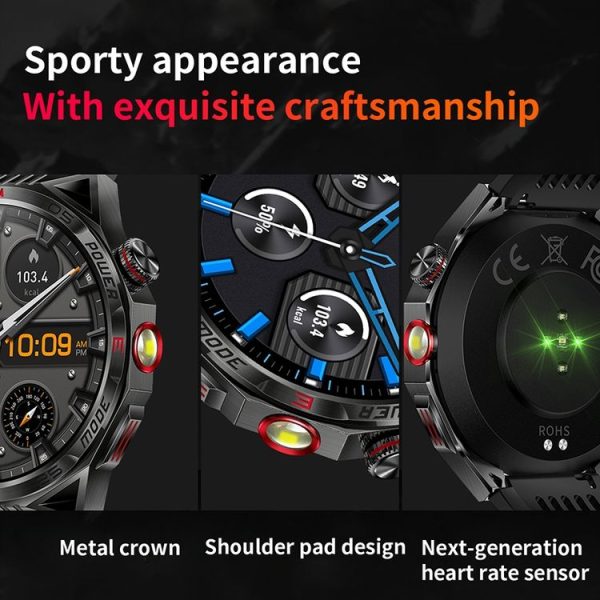 HT28 1.85 inch Silicone Strap IP68 Waterproof Smart Watch, Support Sleep Monitoring (Black) - Image 6