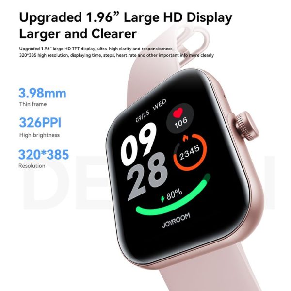 JOYROOM JR-FT5 Plus Fit-life Series Smart Watch, 1.96 inch Screen, Support BT Call / Heart Rate (Rose Gold) - Image 3