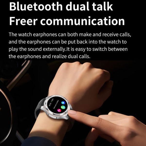 LC19 1.53 inch 2 in 1 Bluetooth Earphone IP67 Waterproof Smart Watch, Support Sleep Monitoring (Black) - Image 13