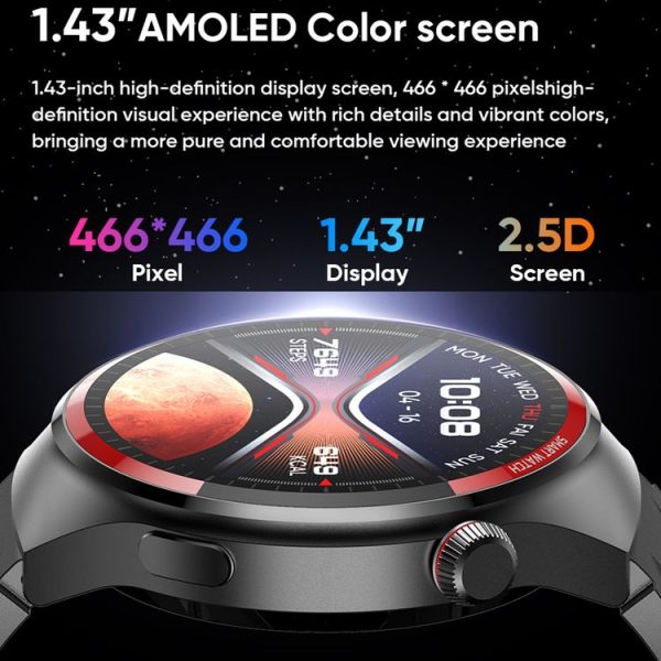 MT78 1.43 inch IP67 Waterproof Smart Watch, Support Sleep Monitoring (Black) - Image 4