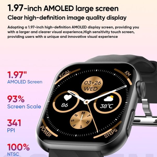 MT500 1.97 inch IP67 Waterproof Smart Watch, Support Electrocardiogram / Temperature Measurement (Black) - Image 4