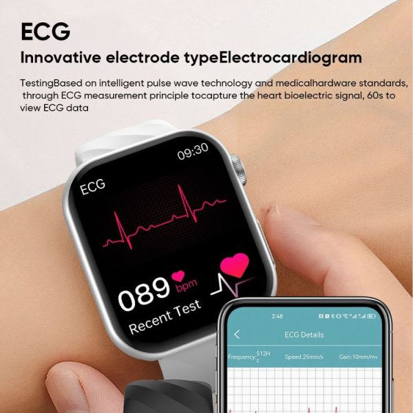 MT500 1.97 inch IP67 Waterproof Smart Watch, Support Electrocardiogram / Temperature Measurement (Black) - Image 5