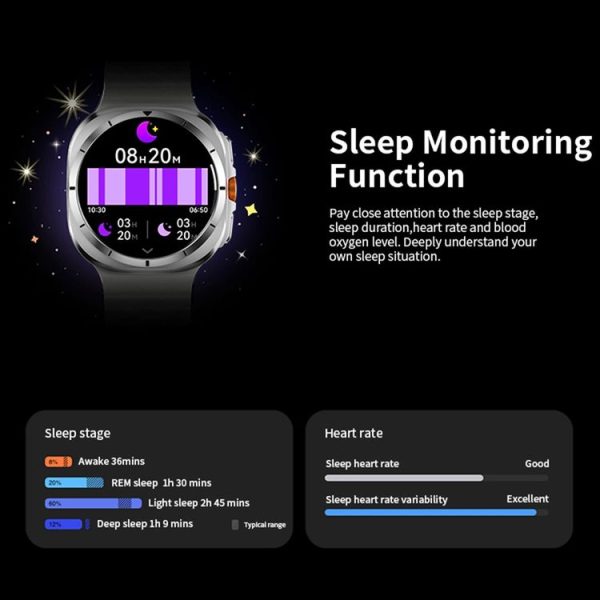 W7 1.43 inch IP68 Waterproof Smart Watch, Support Sedentary Reminder / Sleep Monitoring (Black) - Image 12