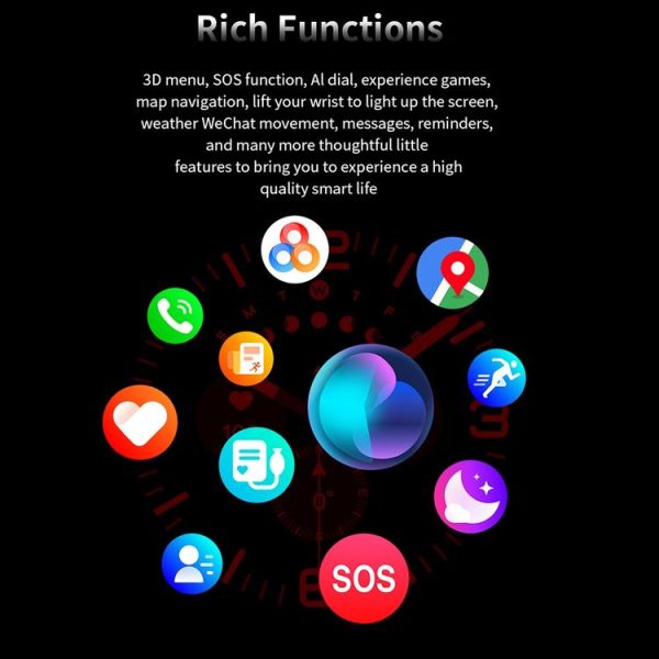 W7 1.43 inch IP68 Waterproof Smart Watch, Support Sedentary Reminder / Sleep Monitoring (Black) - Image 15