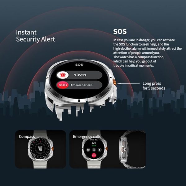 W7 1.43 inch IP68 Waterproof Smart Watch, Support Sedentary Reminder / Sleep Monitoring (Black) - Image 8