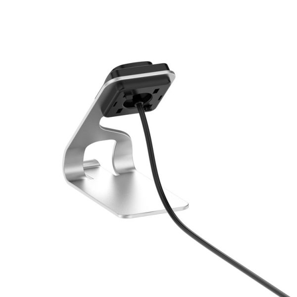 Google Pixel Watch 3 41 / 45mm Rotatable Smart Watch Fast Charger Metal Dock Charger Holder (Silver) - Image 2