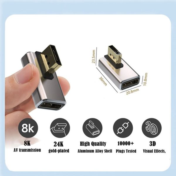 8K PD1.4 Male Displayport to Female Displayport Adapter Converter, Style: A - Image 2